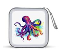 LDTVSFZQ Colorful Octopus CD Case, DVD Case Holders Wallet Hard Plastic DVD Disc Cases Storage Binder for Car Home Office Travel