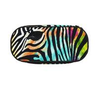 LDTVSFZQ Colorful Rainbow Zebra Pencil Pen Case Large Capacity Cute Pencil Pouch Bag With Double Zipper Portable Pen Holder Box Organizer Makeup Bag For Women Men