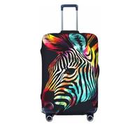 LDTVSFZQ Colorful Rainbow Zebra Travel Luggage Cover Elastic Washable Suitcase Protector Anti-Scratch Travel Suitcase Cover Luggage Protector Fits 18-32 Inch Suitcase, Black, M