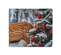 LDTVSFZQ Cow Deer Trees Christmas Full Print Wallet, Double Fold Credit Card Wallet Change Wallet Card Case Money Organizer Wallet Cash Wallet with Smooth Zipper for Women Ladies Women, style, One