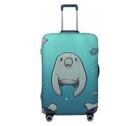 LDTVSFZQ Crazy Save Manatee Travel Luggage Cover Elastic Washable Suitcase Protector Anti-Scratch Travel Suitcase Cover Luggage Protector Fits 18-32 Inch Suitcase, Black, Small