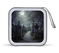 LDTVSFZQ Creepy Cemetery CD Case, DVD Case Holders Wallet Hard Plastic DVD Disc Cases Storage Binder for Car Home Office Travel