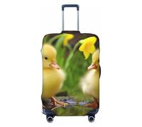 LDTVSFZQ Cute Baby Ducks Travel Luggage Cover Elastic Washable Suitcase Protector Anti-Scratch Travel Suitcase Cover Luggage Protector Fits 18-32 Inch Suitcase, Black, S