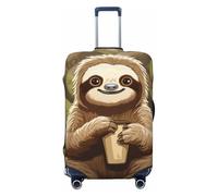 LDTVSFZQ Cute Cartoon Sloth Travel Luggage Cover Elastic Washable Suitcase Protectors Anti-Scratch Suitcase Covers Luggage Protector Fits 18-32 Inch Suitcases, Black, XL