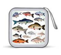 LDTVSFZQ Different Fish CD Case, DVD Case Holders Wallet Hard Plastic DVD Disc Cases Storage Binder for Car Home Office Travel
