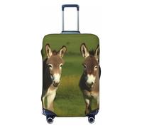 LDTVSFZQ Donkey On Green Meadow Travel Luggage Cover Elastic Washable Suitcase Protector Anti-Scratch Travel Suitcase Cover Luggage Protector Fits 18-32 Inch Suitcase, Black, L