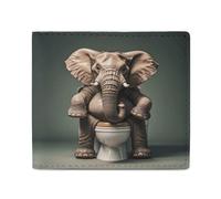 LDTVSFZQ Elephant Sitting on The Toilet Full Print Wallet, Double Fold Credit Card Wallet Change Wallet Card Case Money Organizer Wallet Cash Wallet with Smooth Zipper for Women Ladies Women, style