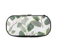 LDTVSFZQ Eucalyptus Leaves Pencil Pen Case Large Capacity Cute Pencil Pouch Bag With Double Zipper Portable Pen Holder Box Organizer Makeup Bag For Women Men