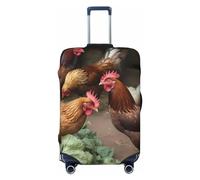 LDTVSFZQ Farm Chickens1 Travel Luggage Cover Elastic Washable Suitcase Protector Anti-Scratch Travel Suitcase Cover Luggage Protector Fits 18-32 Inch Suitcase, Black, XL