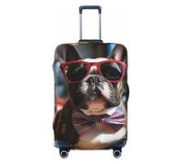 LDTVSFZQ French Bulldog Wearing Sunglasses Travel Luggage Cover Elastic Washable Suitcase Protectors Anti-Scratch Suitcase Covers Luggage Protector Fits 18-32 Inch Suitcases, Black, XL