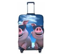 LDTVSFZQ Funny 3d Piggies Travel Luggage Cover Elastic Washable Suitcase Protector Anti-Scratch Travel Suitcase Cover Luggage Protector Fits 18-32 Inch Suitcase, Black, L