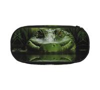 LDTVSFZQ Gator Lurking Green Pencil Pen Case Large Capacity Cute Pencil Pouch Bag With Double Zipper Portable Pen Holder Box Organizer Makeup Bag For Women Men
