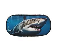 LDTVSFZQ Great White Shark Pencil Pen Case Large Capacity Cute Pencil Pouch Bag With Double Zipper Portable Pen Holder Box Organizer Makeup Bag For Women Men