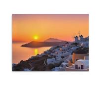 LDTVSFZQ Greece Island Sunset Landscape Canvas Wall Art Wall Painting Modern Prints Artwork Posters Unframed for Living Room Bedroom Kitchen Home Decor 15.7x11.8inch