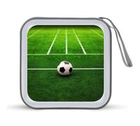 LDTVSFZQ Green Grass Field Soccer Playground The Ball CD Case, DVD Case Holders Wallet Hard Plastic DVD Disc Cases Storage Binder for Car Home Office Travel