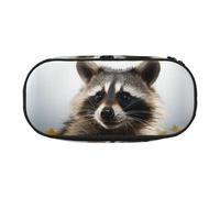 LDTVSFZQ Hairy Raccoon Pencil Pen Case Large Capacity Cute Pencil Pouch Bag With Double Zipper Portable Pen Holder Box Organizer Makeup Bag For Women Men