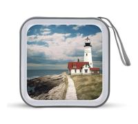 LDTVSFZQ Lighthouse Backdrop CD Case, DVD Case Holders Wallet Hard Plastic DVD Disc Cases Storage Binder for Car Home Office Travel