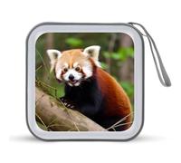 LDTVSFZQ Little Red Panda CD Case, DVD Case Holders Wallet Hard Plastic DVD Disc Cases Storage Binder for Car Home Office Travel