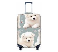 LDTVSFZQ Little White Dogs Pattern Travel Luggage Cover Elastic Washable Suitcase Protector Anti-Scratch Travel Suitcase Cover Luggage Protector Fits 18-32 Inch Suitcase, Black, XL