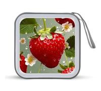 LDTVSFZQ Lovely Strawberry CD Case, DVD Case Holders Wallet Hard Plastic DVD Disc Cases Storage Binder for Car Home Office Travel