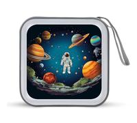 LDTVSFZQ Outer Space Rocket Astronaut CD Case, DVD Case Holders Wallet Hard Plastic DVD Disc Cases Storage Binder for Car Home Office Travel