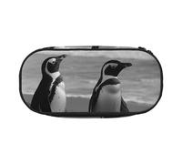 LDTVSFZQ Penguin Standing On The Beach Pencil Pen Case Large Capacity Cute Pencil Pouch Bag With Double Zipper Portable Pen Holder Box Organizer Makeup Bag For Women Men