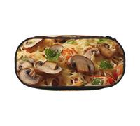 LDTVSFZQ Pizza With Mushrooms And Tomatoes On Top Pencil Pen Case Large Capacity Cute Pencil Pouch Bag With Double Zipper Portable Pen Holder Box Organizer Makeup Bag For Women Men