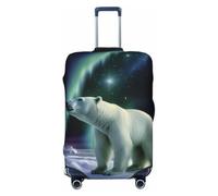 LDTVSFZQ Polar Bears Northern Lights Travel Luggage Cover Elastic Washable Suitcase Protector Anti-Scratch Travel Suitcase Cover Luggage Protector Fits 18-32 Inch Suitcase, Black, S