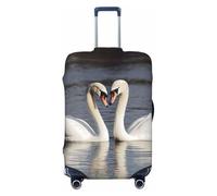 LDTVSFZQ Romantic White Swan Travel Luggage Cover Elastic Washable Suitcase Protectors Anti-Scratch Suitcase Covers Luggage Protector Fits 18-32 Inch Suitcases, Black, L