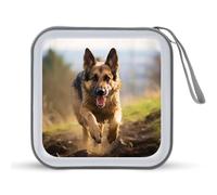 LDTVSFZQ Running German Shepherd Dog CD Case, DVD Case Holders Wallet Hard Plastic DVD Disc Cases Storage Binder for Car Home Office Travel