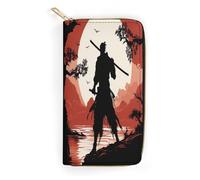 LDTVSFZQ Samurai Slim Thin Credit Card Wallet, PU Leather Bifold Cash Wallet, Zipper Coin Pocket Id Window Wallet Storage Bag Wallet Coin Purse Pouch Change Holder Small with Zipper for Men And Women