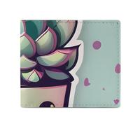LDTVSFZQ Smiling Succulents Full Print Wallet, Double Fold Credit Card Wallet Change Wallet Card Case Money Organizer Wallet Cash Wallet with Smooth Zipper for Women Ladies Women, style, One Size