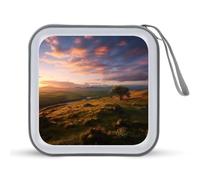 LDTVSFZQ Sunset Hill CD Case, DVD Case Holders Wallet Hard Plastic DVD Disc Cases Storage Binder for Car Home Office Travel