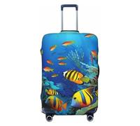 LDTVSFZQ The Underwater World Tropical Fish Travel Luggage Cover Elastic Washable Suitcase Protector Anti-Scratch Travel Suitcase Cover Luggage Protector Fits 18-32 Inch Suitcase, Black, XL