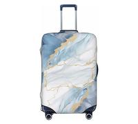 LDTVSFZQ White Blue Marble Travel Luggage Cover Elastic Washable Suitcase Protector Anti-Scratch Travel Suitcase Cover Luggage Protector Fits 18-32 Inch Suitcase, Black, L