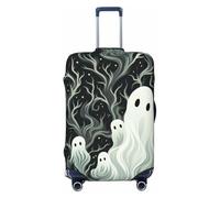 LDTVSFZQ White Patterned Ghost Travel Luggage Cover Elastic Washable Suitcase Protectors Anti-Scratch Suitcase Covers Luggage Protector Fits 18-32 Inch Suitcases, Black, L
