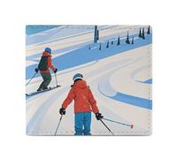 LDTVSFZQ Winter Sports Ski Theme Full Print Wallet, Double Fold Credit Card Wallet Change Wallet Card Case Money Organizer Wallet Cash Wallet with Smooth Zipper for Women Ladies Women, style, One Size