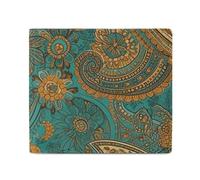 LDTVSFZQ Yellow Paisley Pattern Full Print Wallet, Double Fold Credit Card Wallet Change Wallet Card Case Money Organizer Wallet Cash Wallet with Smooth Zipper for Women Ladies Women, style, One Size