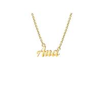 Ldurian Custom Name Necklace, Personalized Name Plate Pendant Necklace Pre Gifts, Charm Pre-made Jewelry for Mom Mama Birthday Anniversary, 38 Ana, Gold Plated, No Gemstone