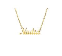 Ldurian Custom Name Necklace, Personalized Name Plate Pendant Necklace Pre Gifts, Charm Pre-made Jewelry for Mom Mama Birthday Anniversary, 365 Nadia, Gold Plated, No Gemstone