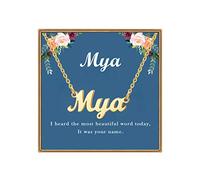 Ldurian Custom Name Necklace, Personalized Name Plate Pendant Necklace Pre Gifts, Charm Pre-made Jewelry for Mom Mama Birthday Anniversary, 465 Valentina, Gold-Plated, No Gemstone