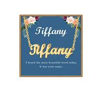 Ldurian Name Necklace Personalized, Tiffany Customized Name Plate Necklace,14K Gold Plated Personalized Dainty Name Necklaces for Teen Girls, Birthday aesthetic Jewelry Gift for Women