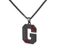 Ldurian Personalized Baseball Name Necklace, Stainless Steel Black Chain Sports Initial Name Necklaces, A-Z Letter 24inches Baseball Gifts for Men, Leo, Stainless Steel, No Gemstone