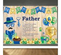 LDWLYW 8x6ft Happy Fathers Day Backdrop Father's Day Decorations Banner I Love Dad Best Dad Theme Photography Background Thanks Father Birthday Party Decor Festival Photo Booth Props