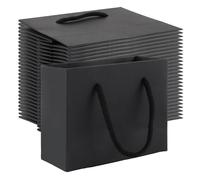 LDXDRU 100 Pack 4.7 x 2.3 x 4 Inches Black Gift Bags, 250gsm Mini Gift Bags, Small Cardboard Bag Paper Bags for Gifts Birthday Wedding Party Celebrations