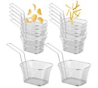 LDXDRU 12 Pack Chip Serving Frying Baskets, Mini Chip Baskets with Handle, French Fries Holder Food Presentation Basket for Chips Onion Rings Chicken Wings