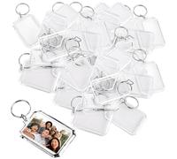 LDXDRU 120 Pack 6 x 4cm Acrylic Photo Keyrings, Clear Blank Keychains, Double Sided Key Rings Small Picture Frames Keychains for Personalized Souvenir DIY Gifts Craft