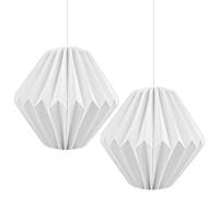 LDXDRU 2 Pack 12 x 12 Inch Paper Lampshades for Ceiling Lights, Origami Ceiling Light Shade, White Paper Lantern Shade for Living Room Kitchen Bedroom Restaurant