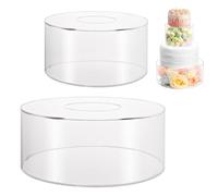 LDXDRU 2 Pack Clear Acrylic Cake Stand, 6 & 10 Inch Fillable Cake Risers, Decorative Cake Display Tier Cylinder Cake Stand Holder Food Dessert Display Holder for Wedding Anniversary Birthday Party