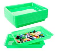 LDXDRU 20 Pack 28 x 21 x 3cm Plastic Activity Trays, Green Play Art Tray, Large Craft Organizer Tray for Art and Crafts, DIY Projects, Painting, Organizing Supply
